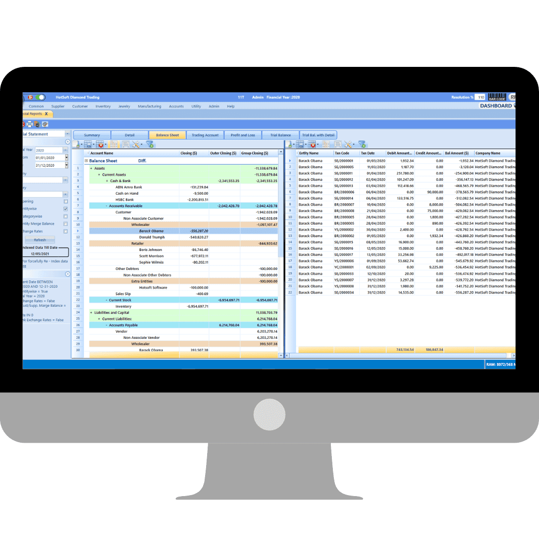 DiamTrade Desktop Financial Statement